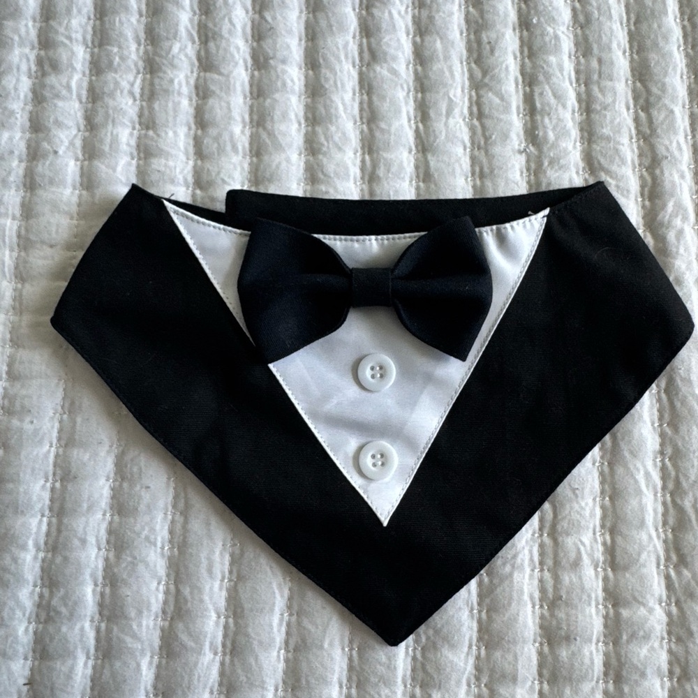 Elegant Black and White Bow Tie Collar